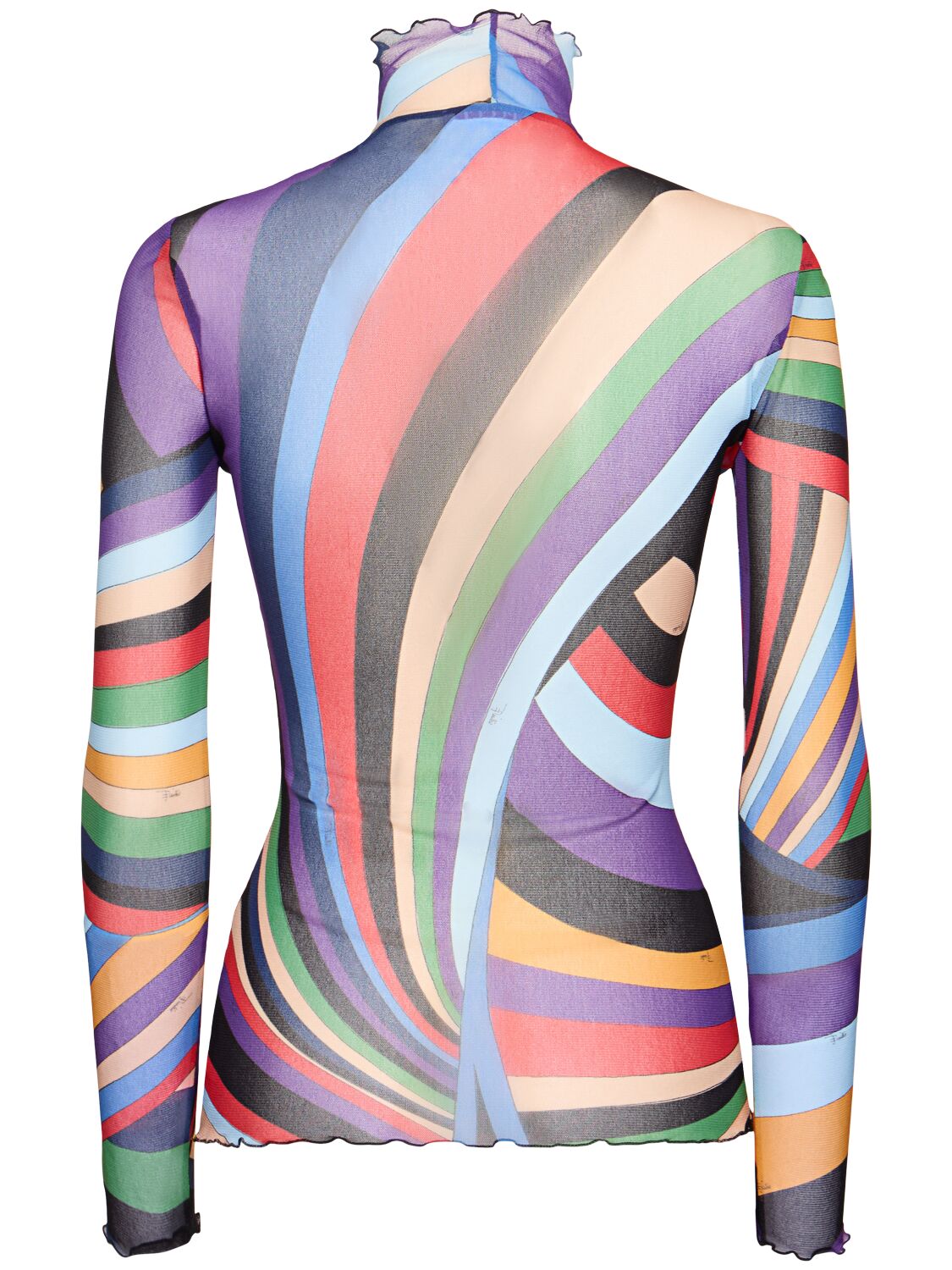 Shop Pucci Printed Sheer Long Sleeve Top In Multicolor