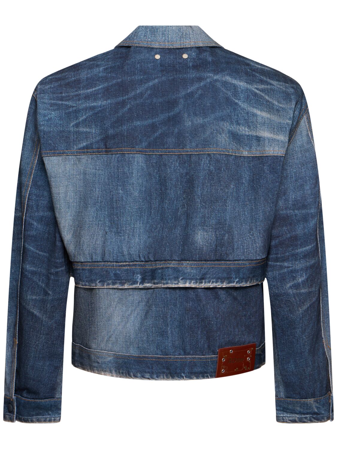 Shop Andersson Bell Trompe L'oeil Double Waist Denim Jacket In Blue