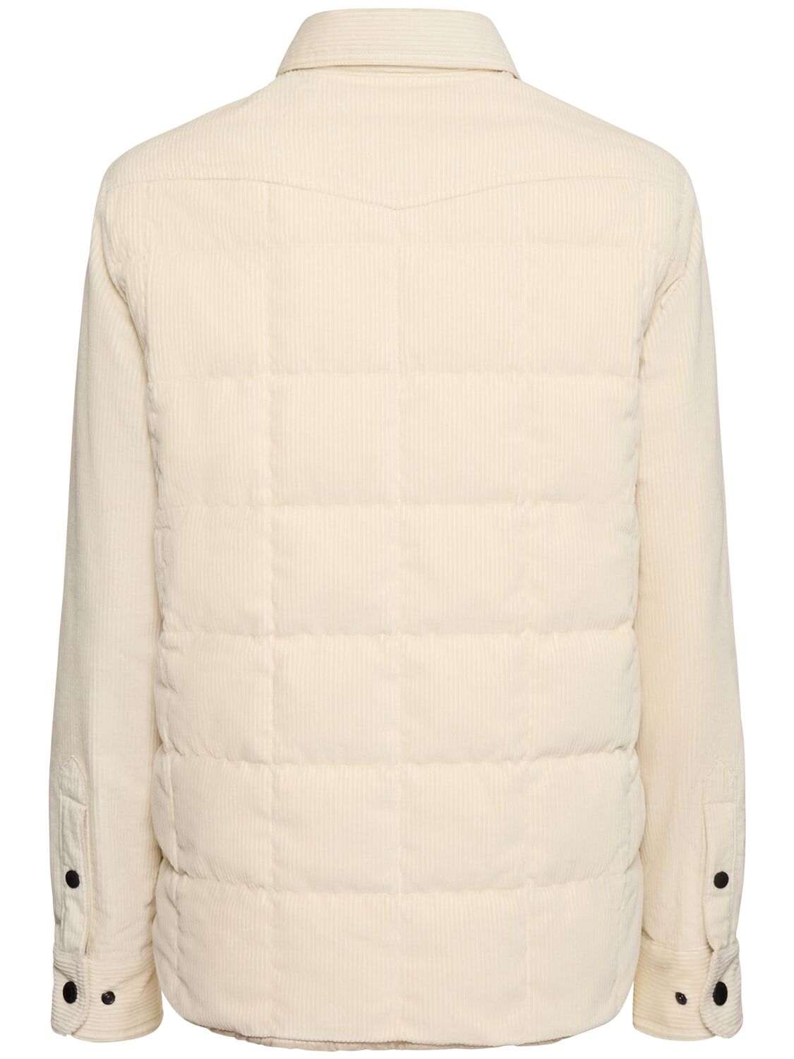 Shop Moncler Paulet Down Corduroy Shirt Jacket In White