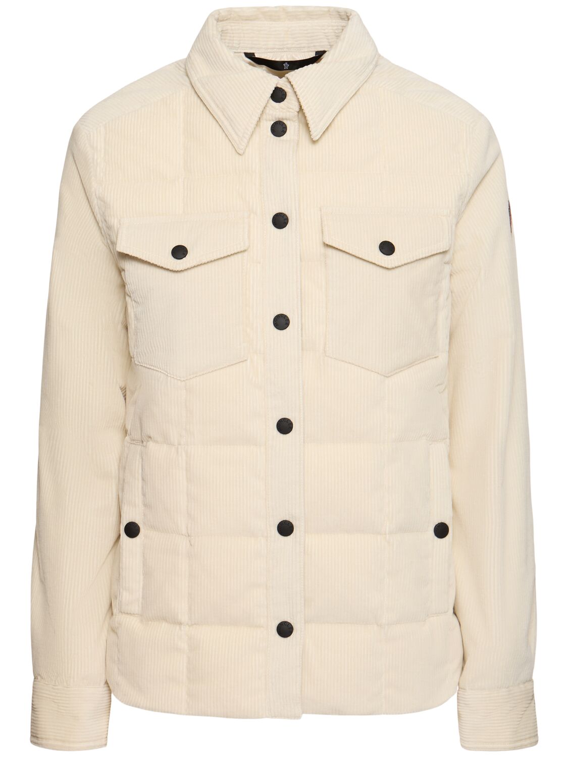 Shop Moncler Paulet Down Corduroy Shirt Jacket In White