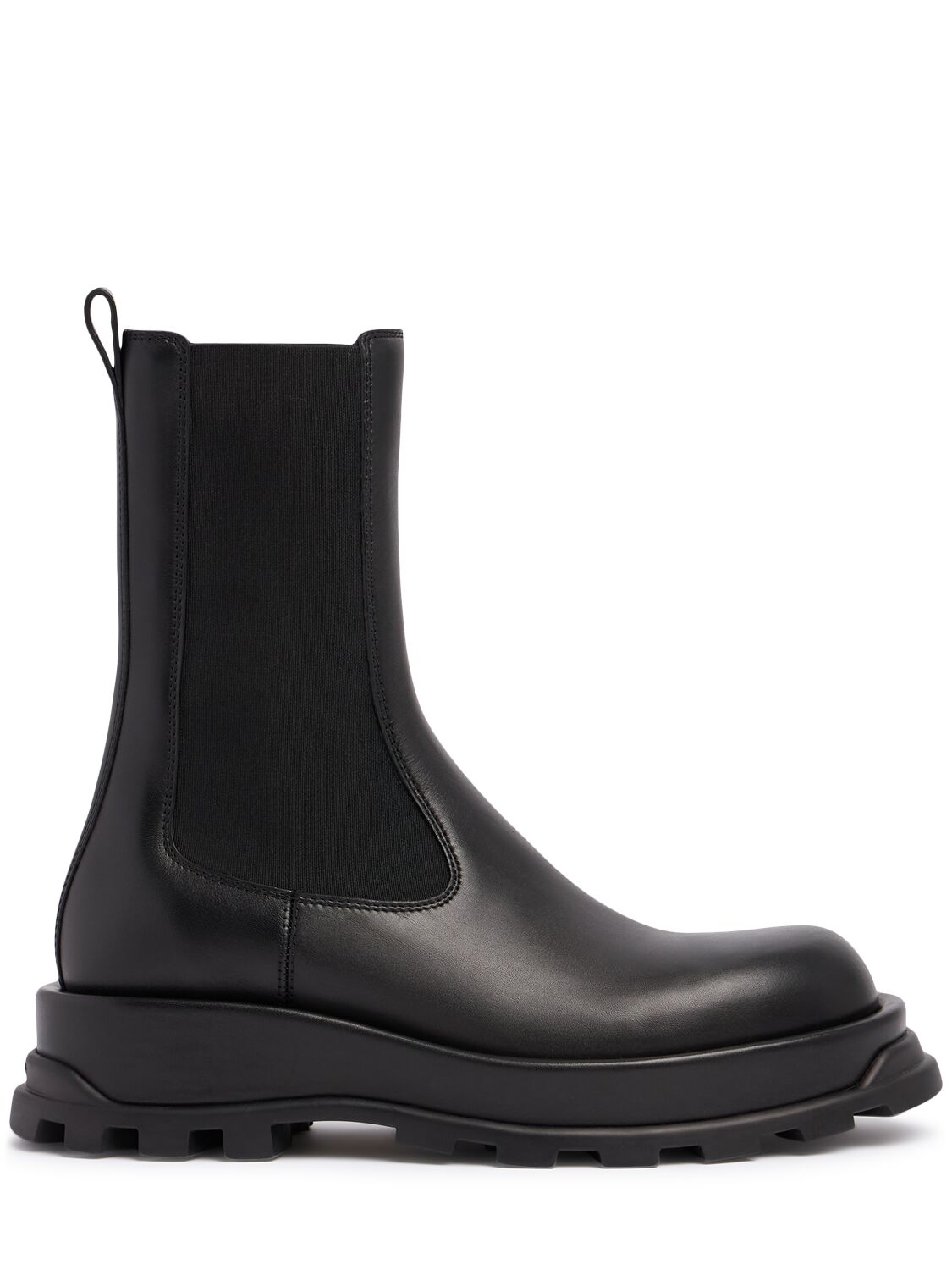 Shop Jil Sander 30mm Leather Ankle Boots In Black