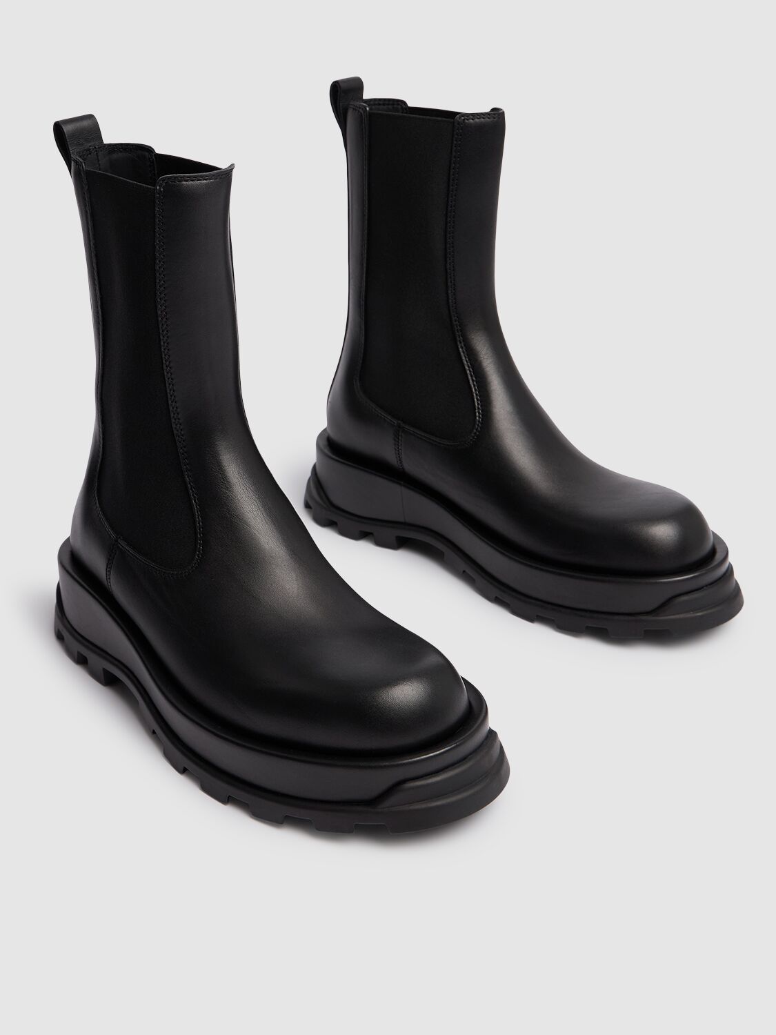 Shop Jil Sander 30mm Leather Ankle Boots In Black