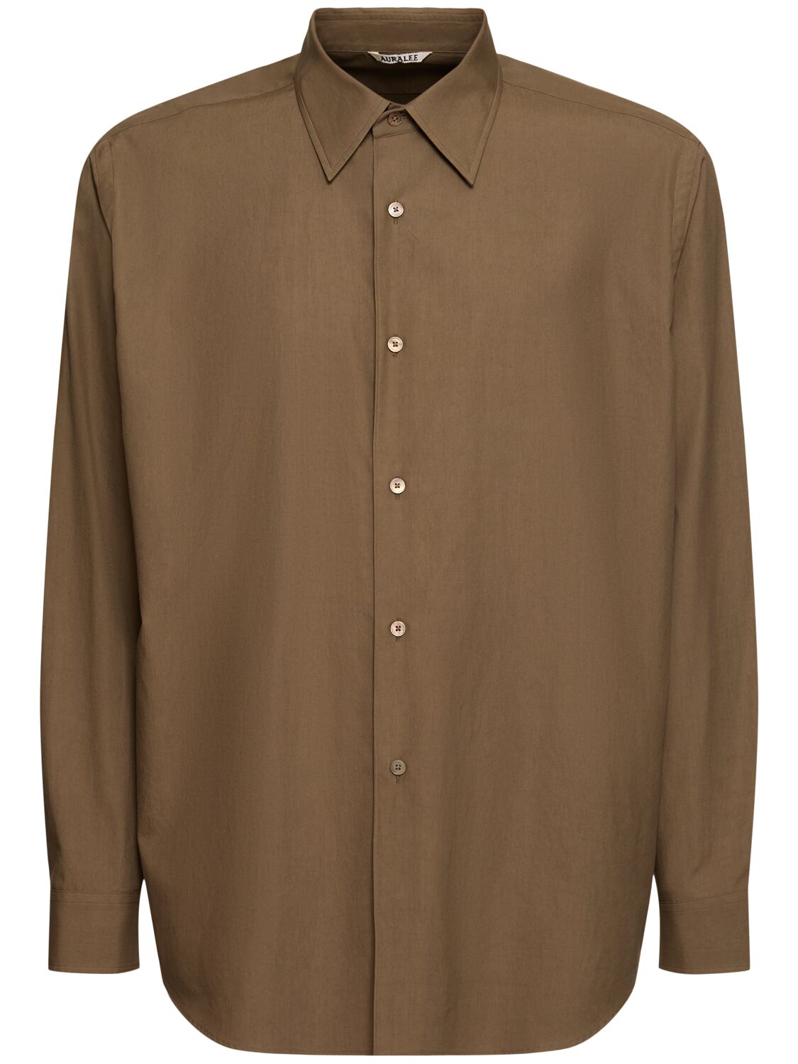 Auralee Washed Finx Twill Shirt In Brown