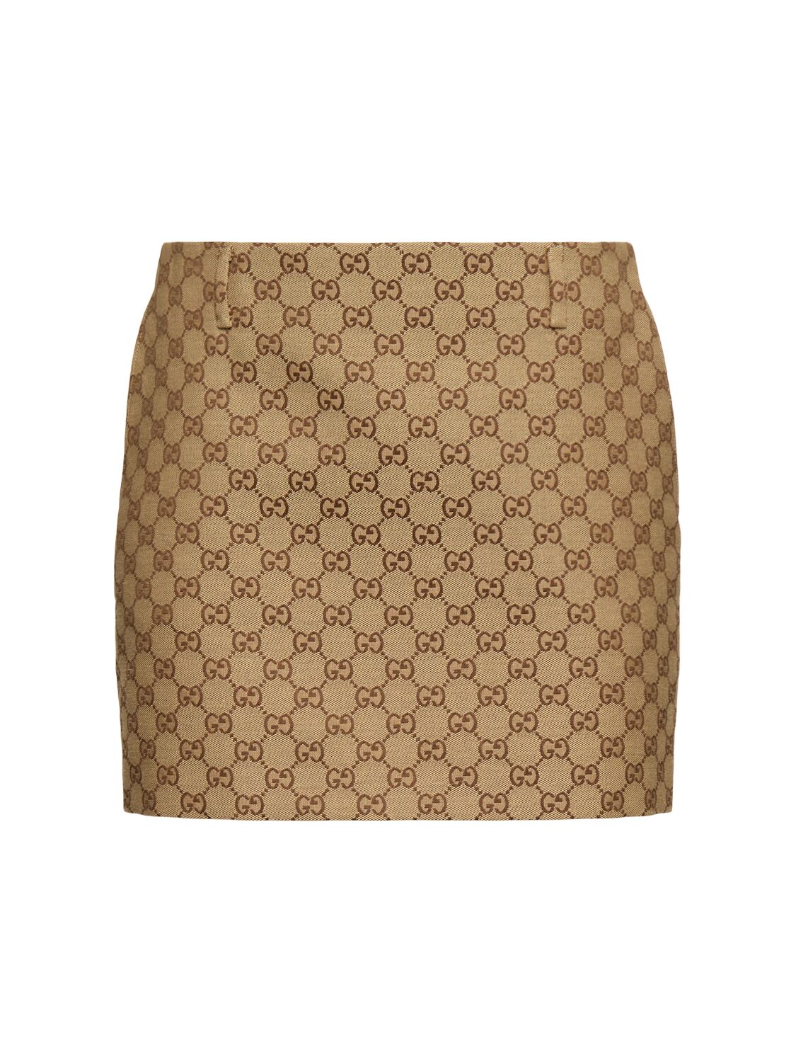 Shop Gucci Gg Canvas Mini Skirt In Camel/ebony