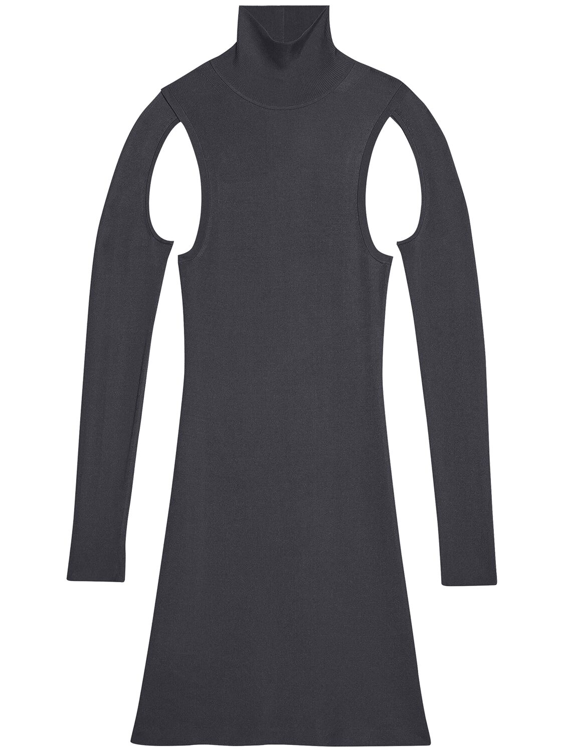 Shop Helmut Lang Viscose Knit Turtleneck Midi Dress In Dark Grey