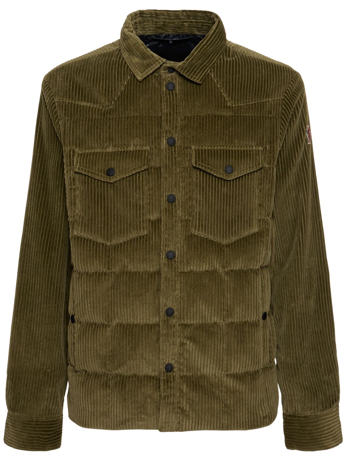 Moncler Gelt Cotton Down Shirt Jacket In Green