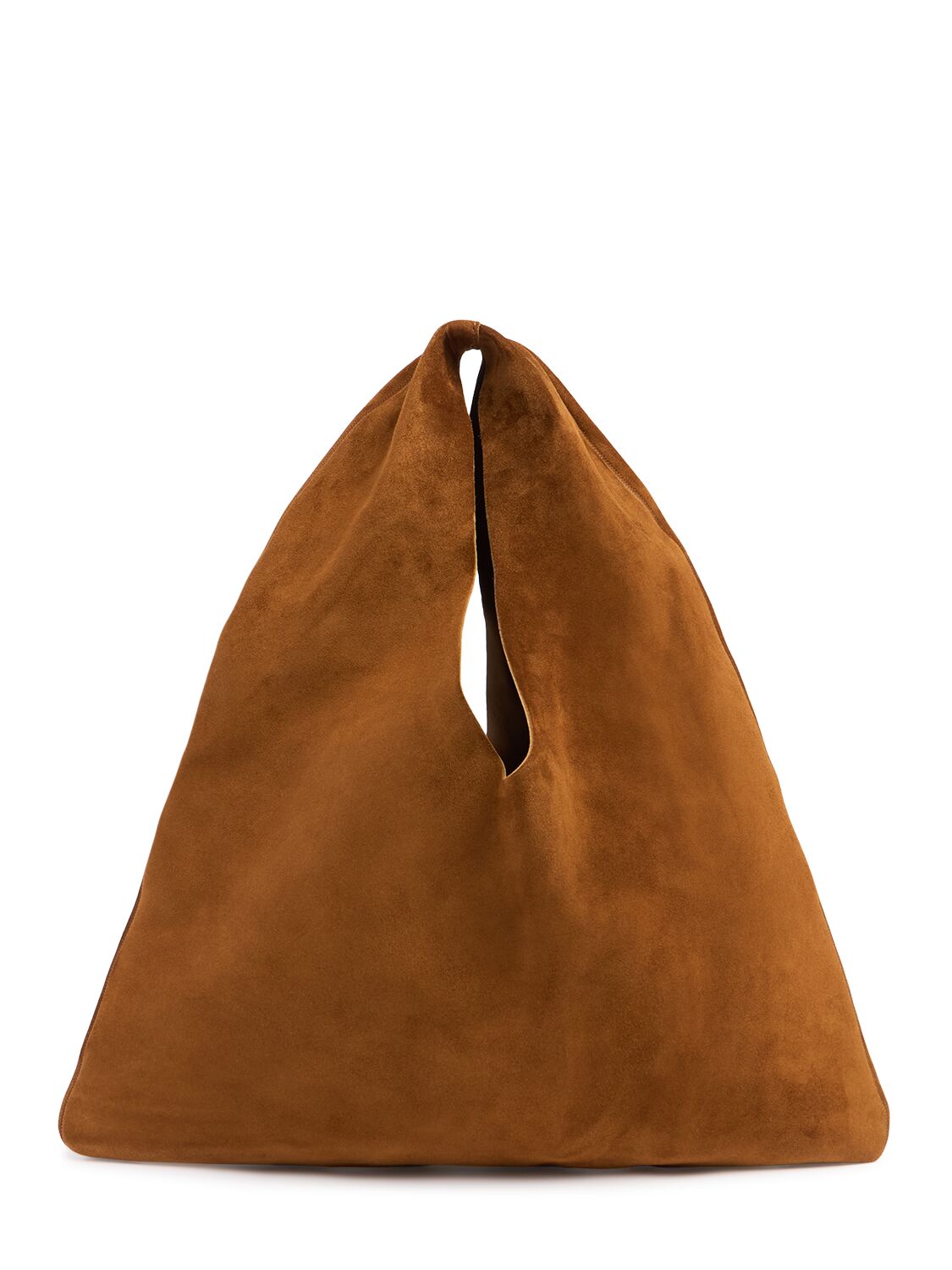 The Row Small Bindle Caramel Suede Shoulder Bag In Caramel Ans