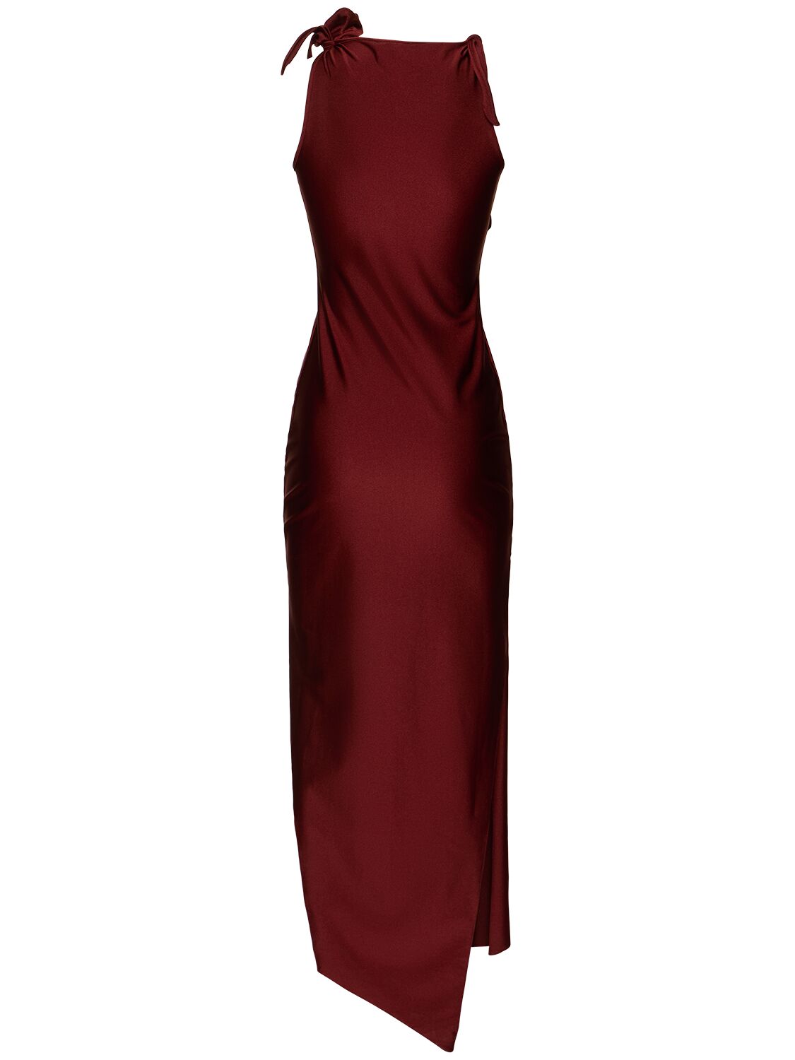 Shop Coperni Asymmetric Jersey Flower Midi Dress In Red