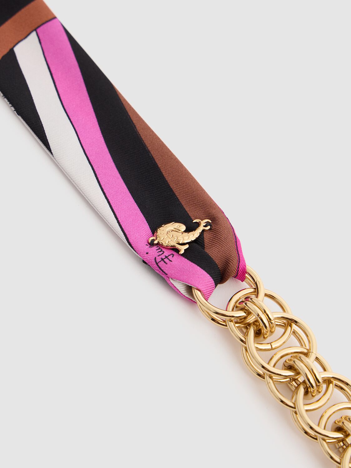 Shop Pucci Silk Twill & Chain Bandeau In Fuxia/marrone