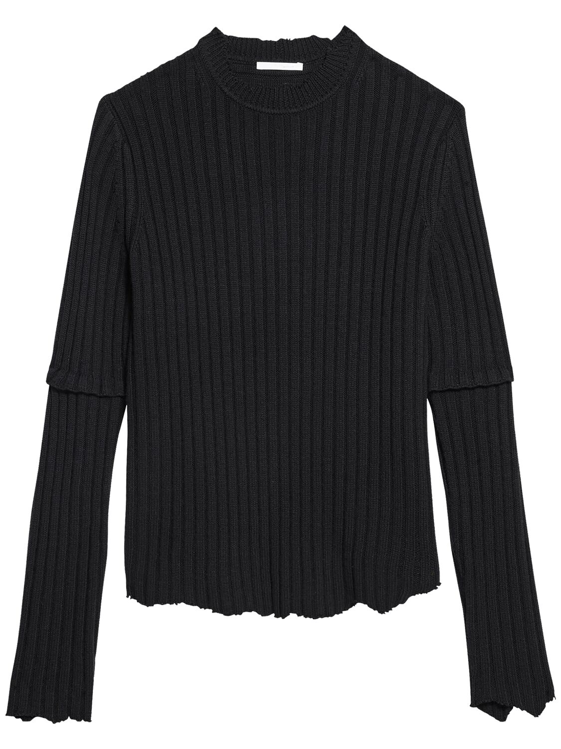 Shop Helmut Lang Rib Knit Wool Top In Black