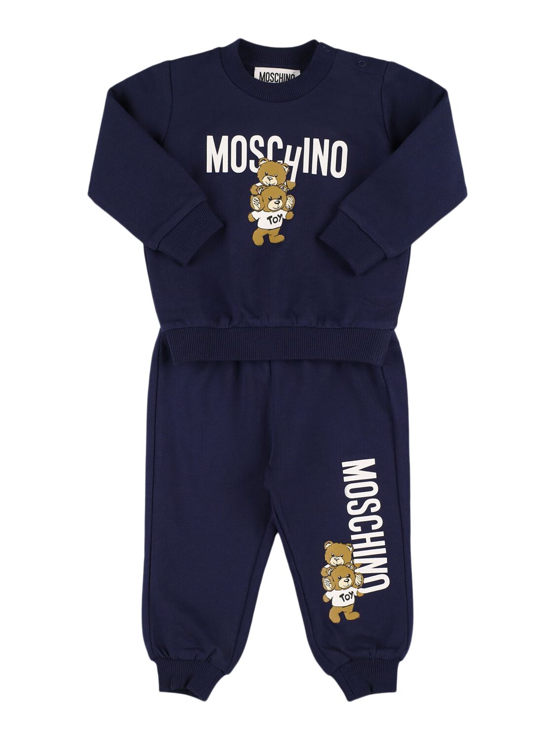 Moschino Cotton Jersey Sweatshirt & Sweatpants In Blue