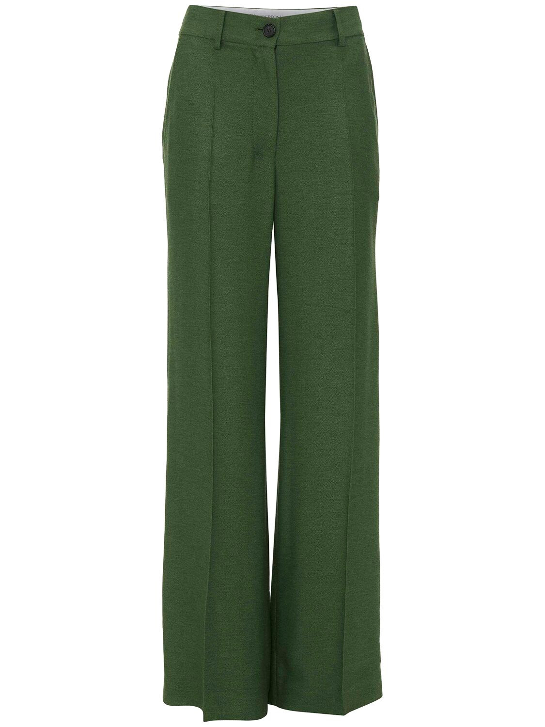 Jw Anderson Tailored Viscose Wide Leg Pants In Green