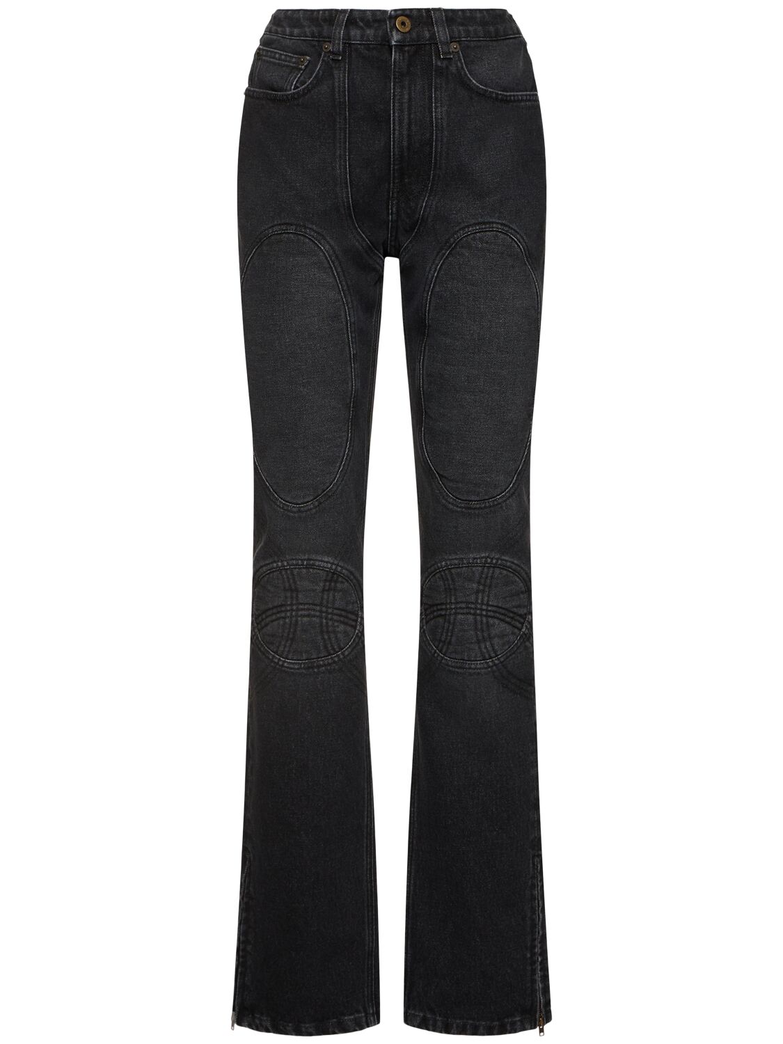 Shop Jean Paul Gaultier High Rise Denim Straight Jeans In Black