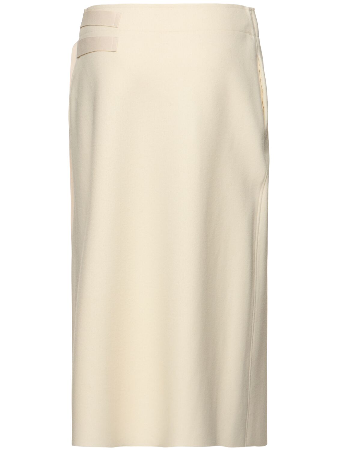 Shop Jil Sander Wrapped A-line Wool Midi Skirt In White