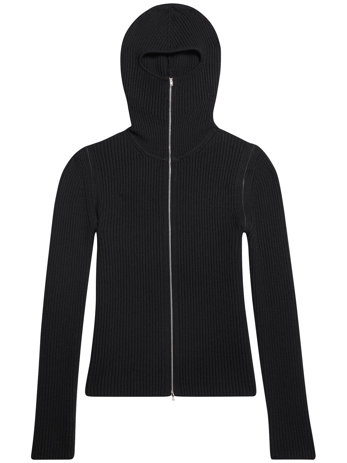 Helmut Lang Wool Zip Hoodie In Black