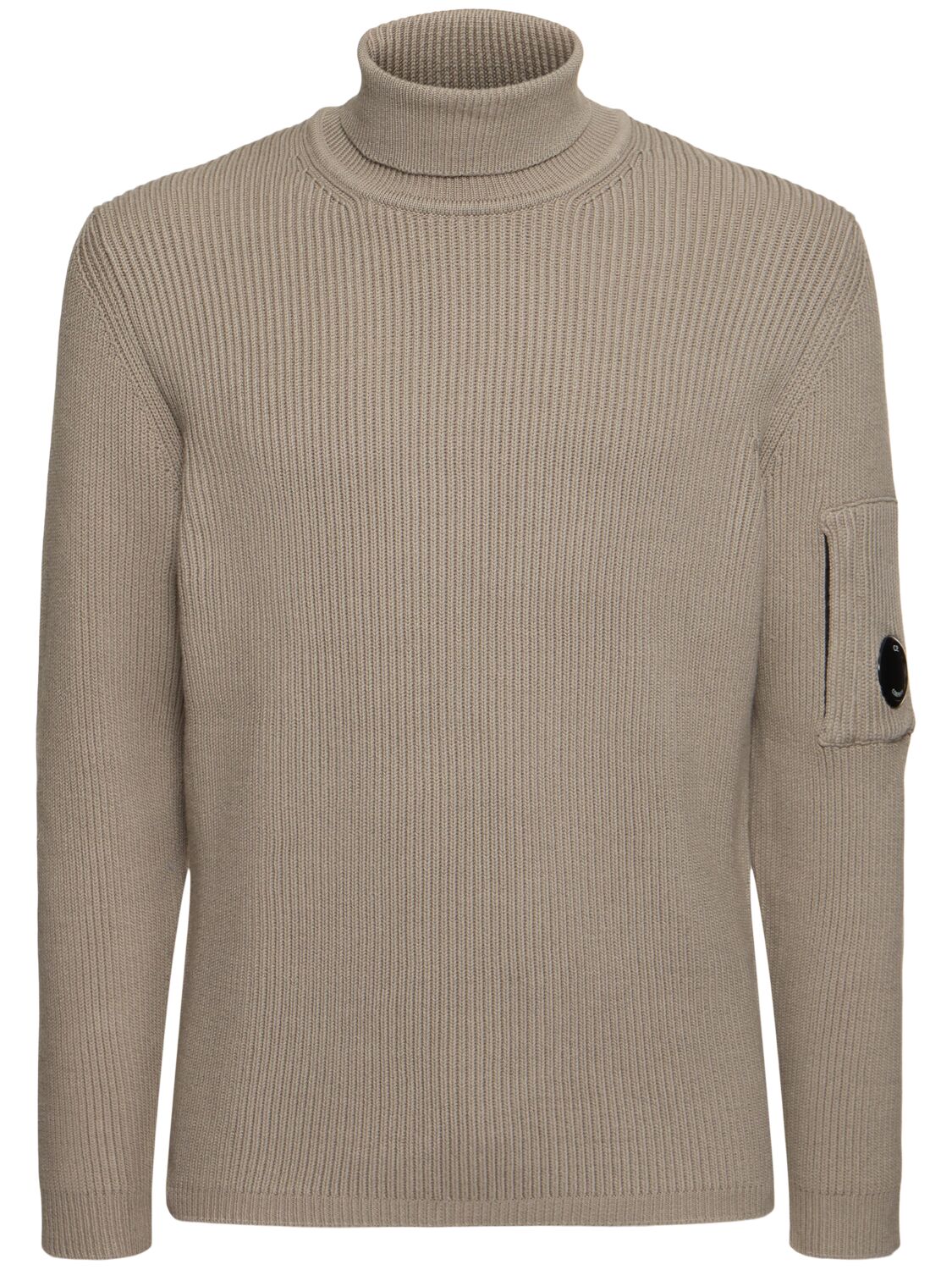 C.p. Company Lambswool Grs Roll Neck Full Knit In Vintage Khaki
