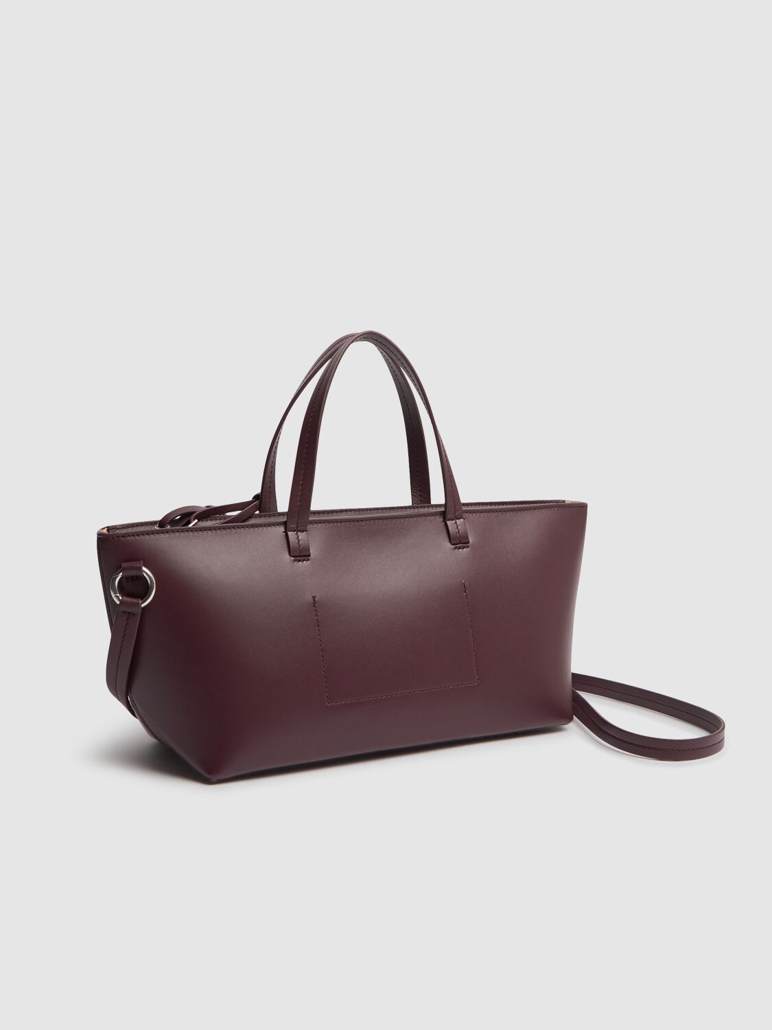 Shop Jil Sander Small Bateau Smooth Leather Bag In Plum