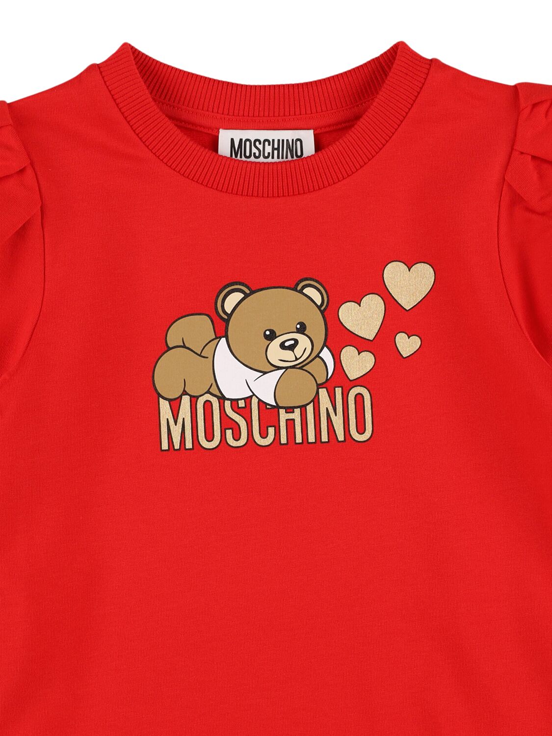 Shop Moschino Printed Cotton Sweat Dress In Red