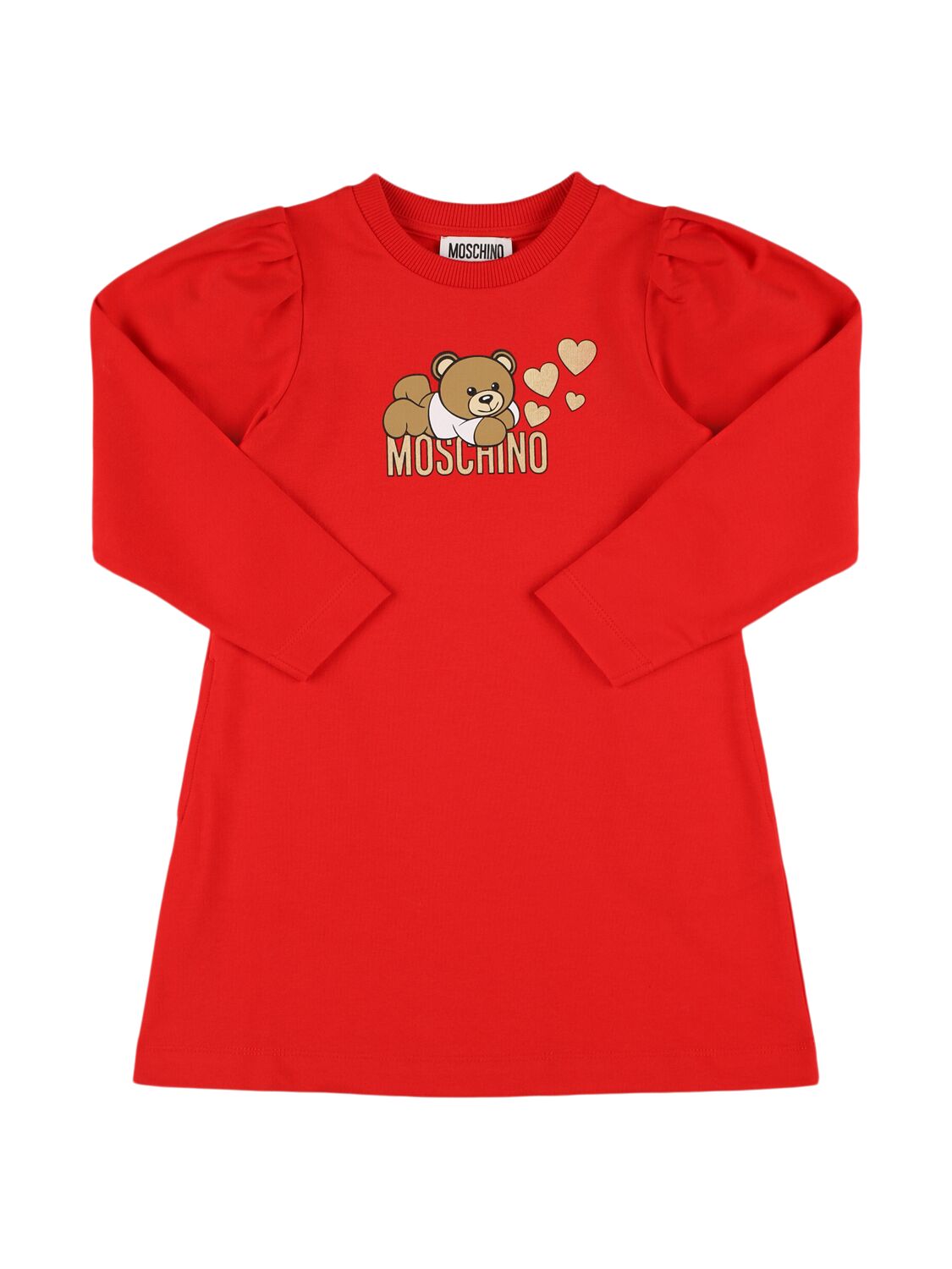 Moschino Printed Cotton Sweat Dress In Red