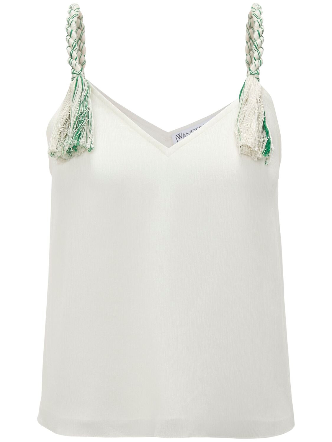 Jw Anderson Crinkle Viscose Tassel Strap Top In White