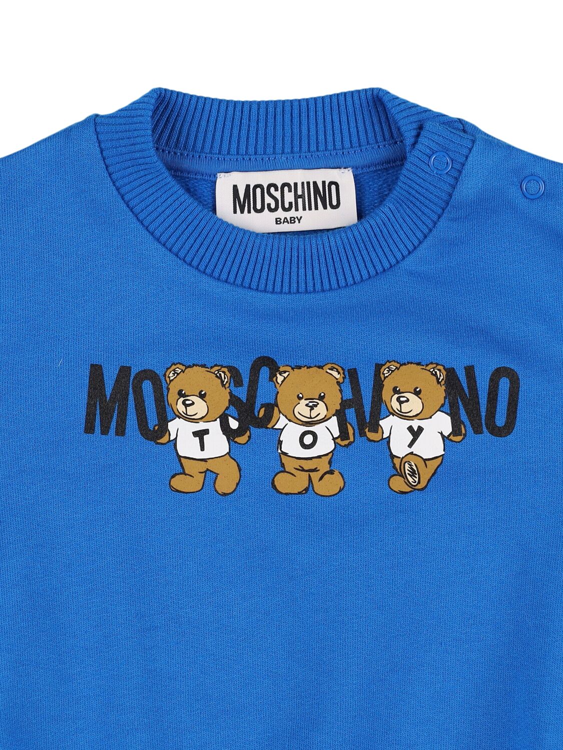 Shop Moschino Cotton Crewneck Sweatshirt In Royal Blue