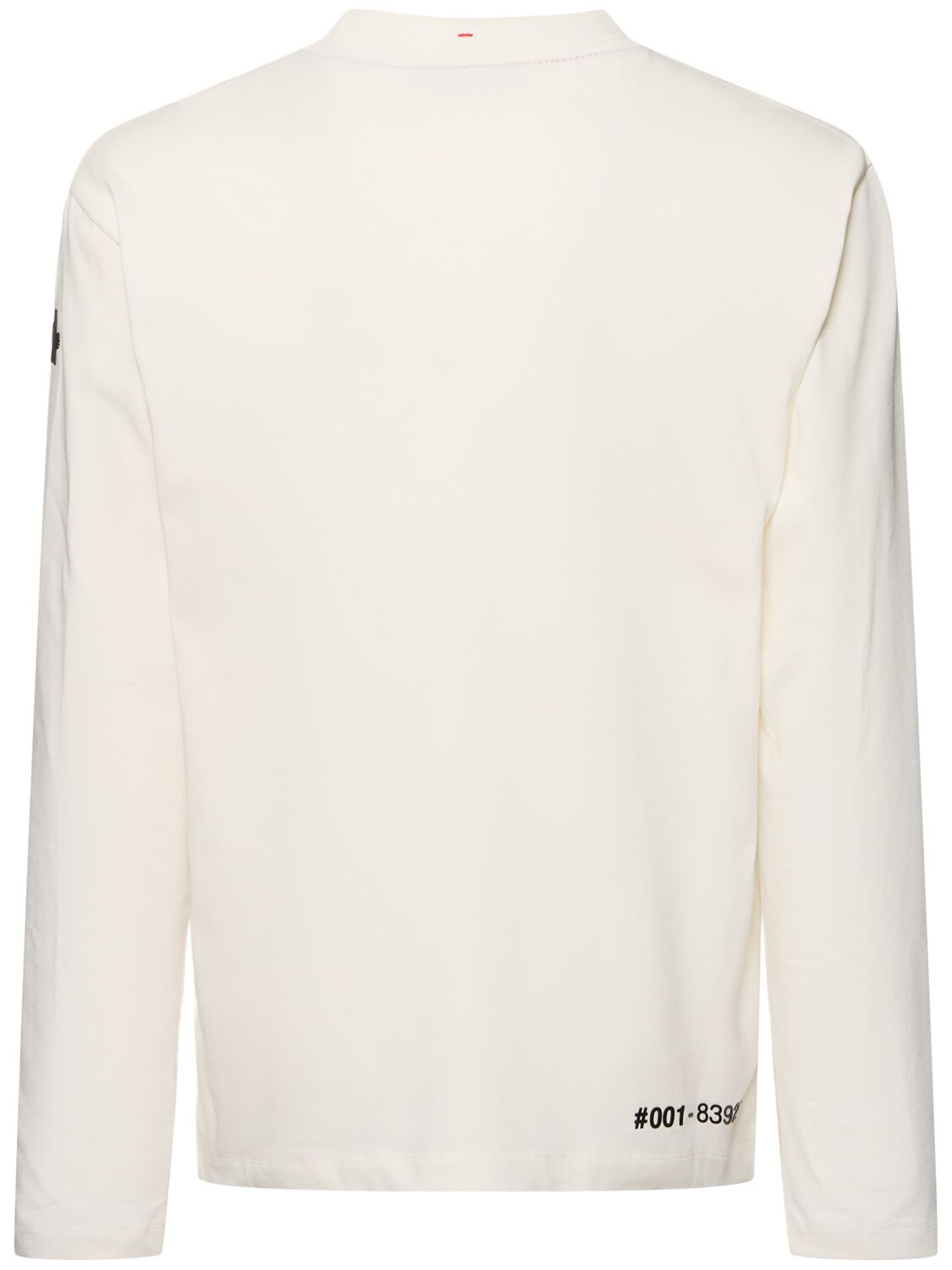 Shop Moncler Logo Cotton Long Sleeve T-shirt In White