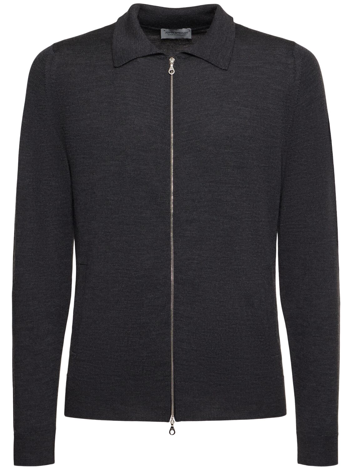 John Smedley Alston Extrafine Wool Zip Sweater In Grey/black