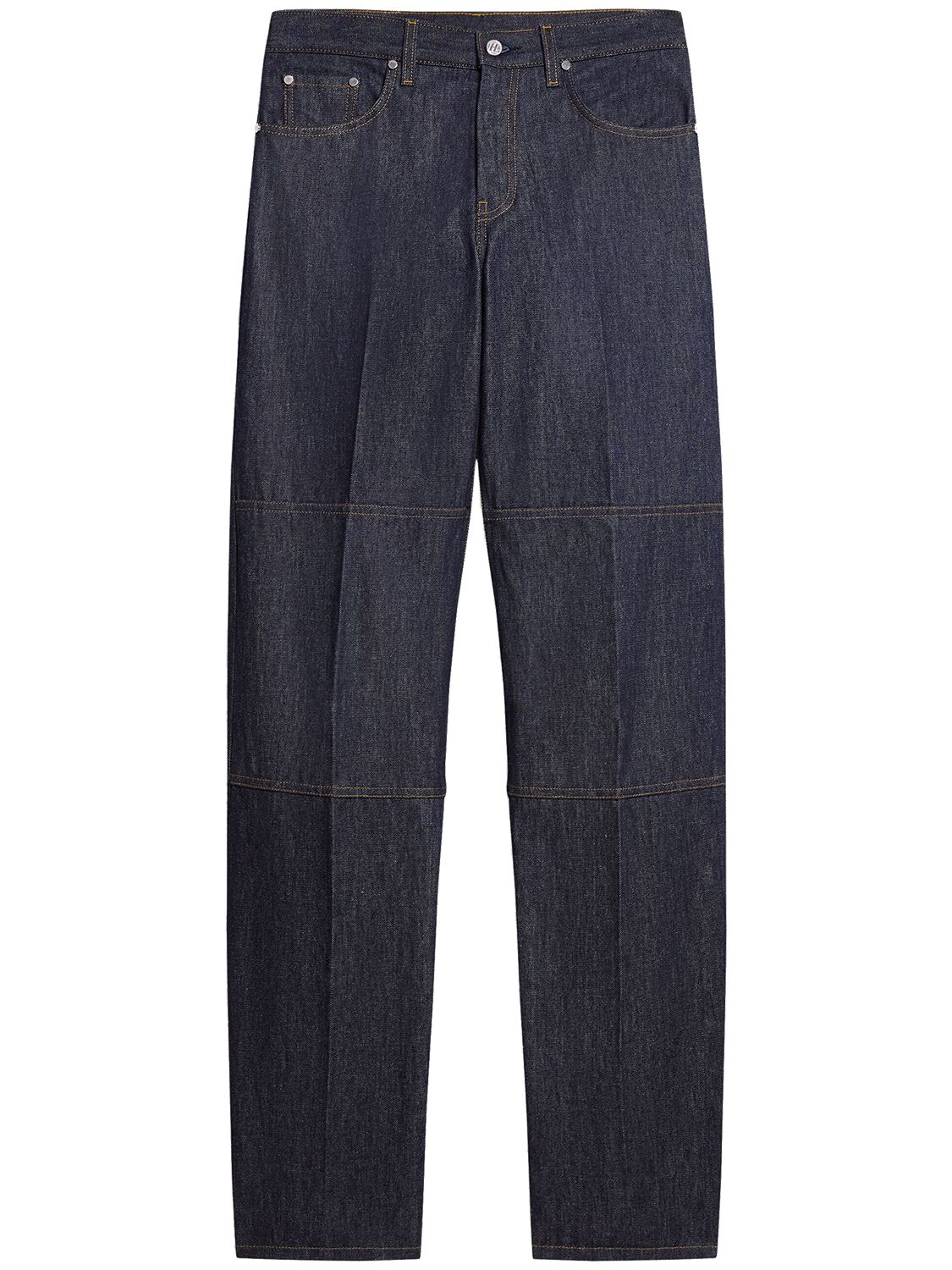 Helmut Lang Carpenter Back Zip Flared Jeans In Dark Blue