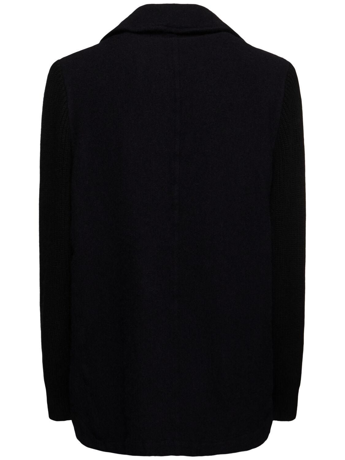 Shop Comme Des Garçons Shirt Wool Blend Double Breasted Peacoat In Navy