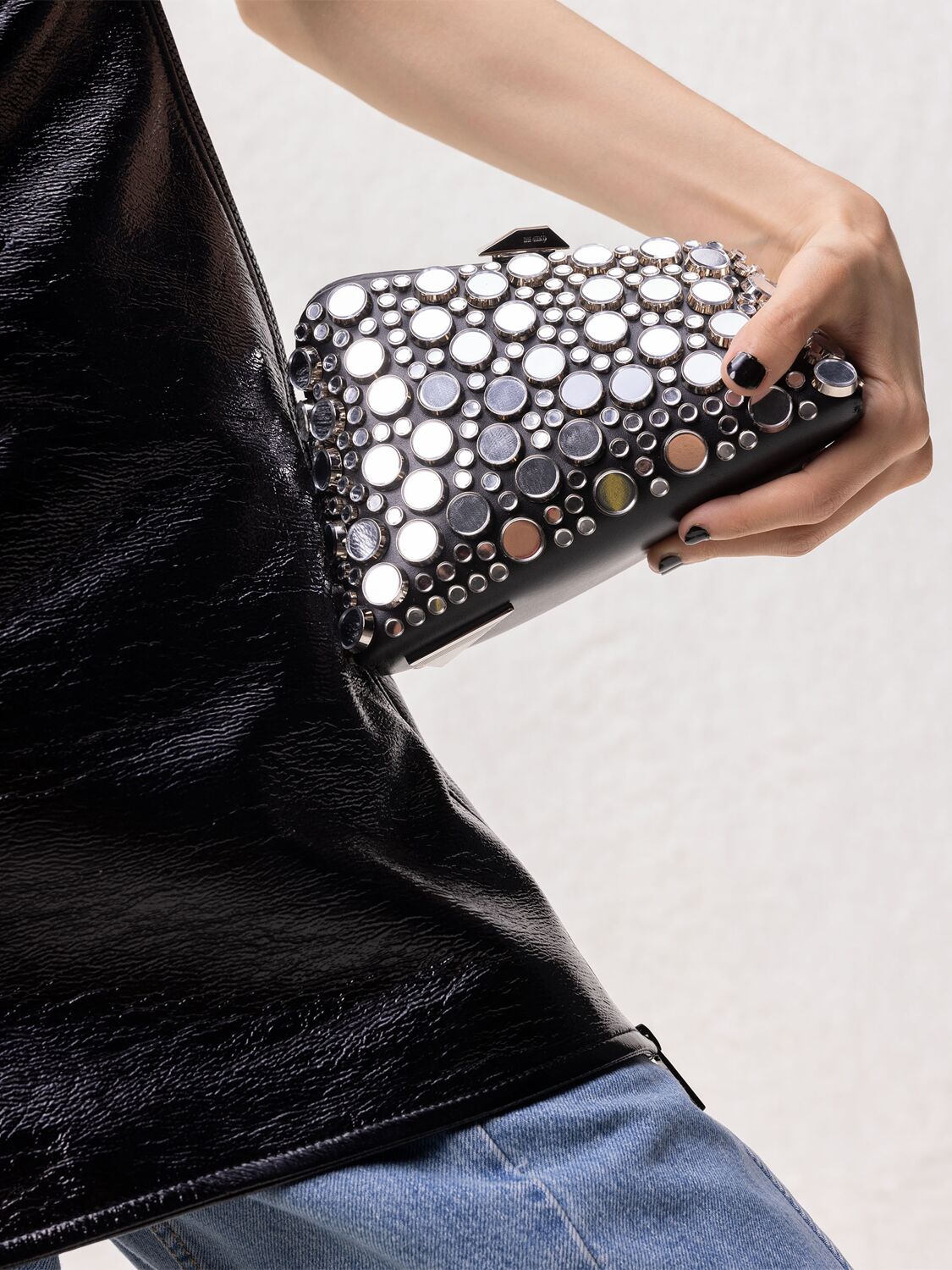 Attico Midnight Workmanship Mirror Clutch In Black,silver