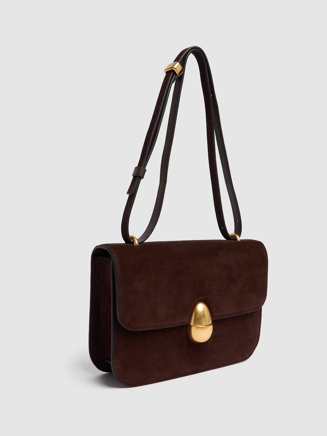 Shop Neous Phoenix Suede Crossbody Bag In Dark Chocolate