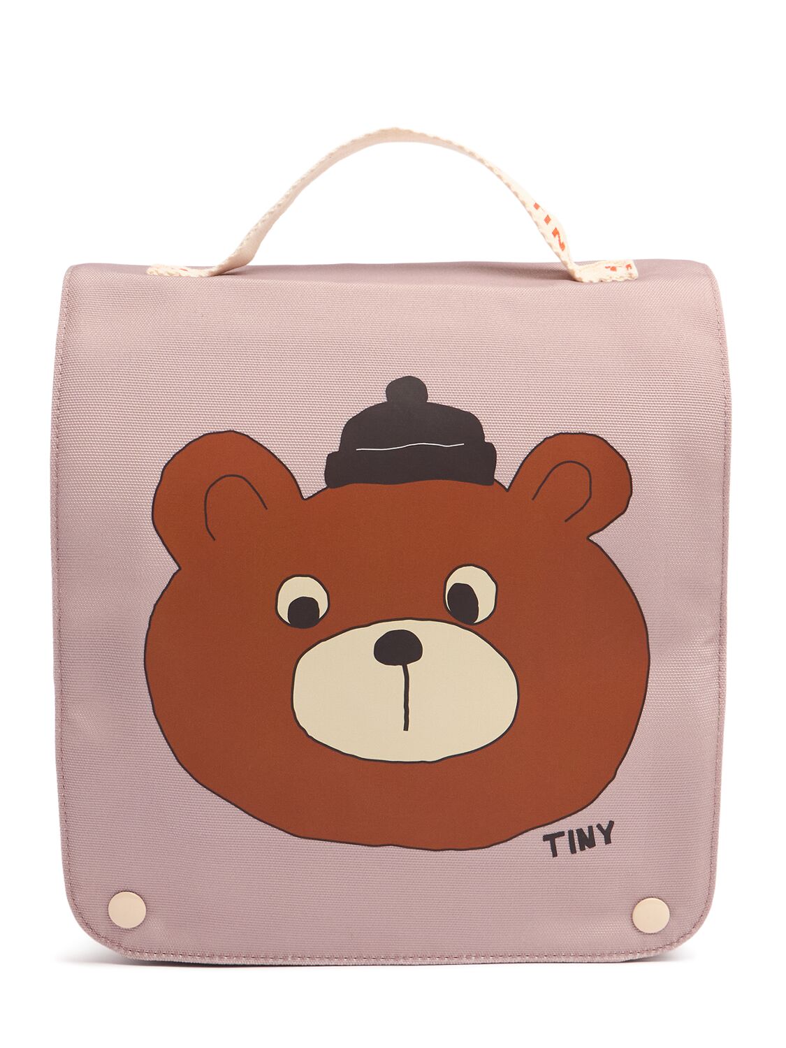 Tiny Cottons Bear Print Canvas Backpack In Burgundy