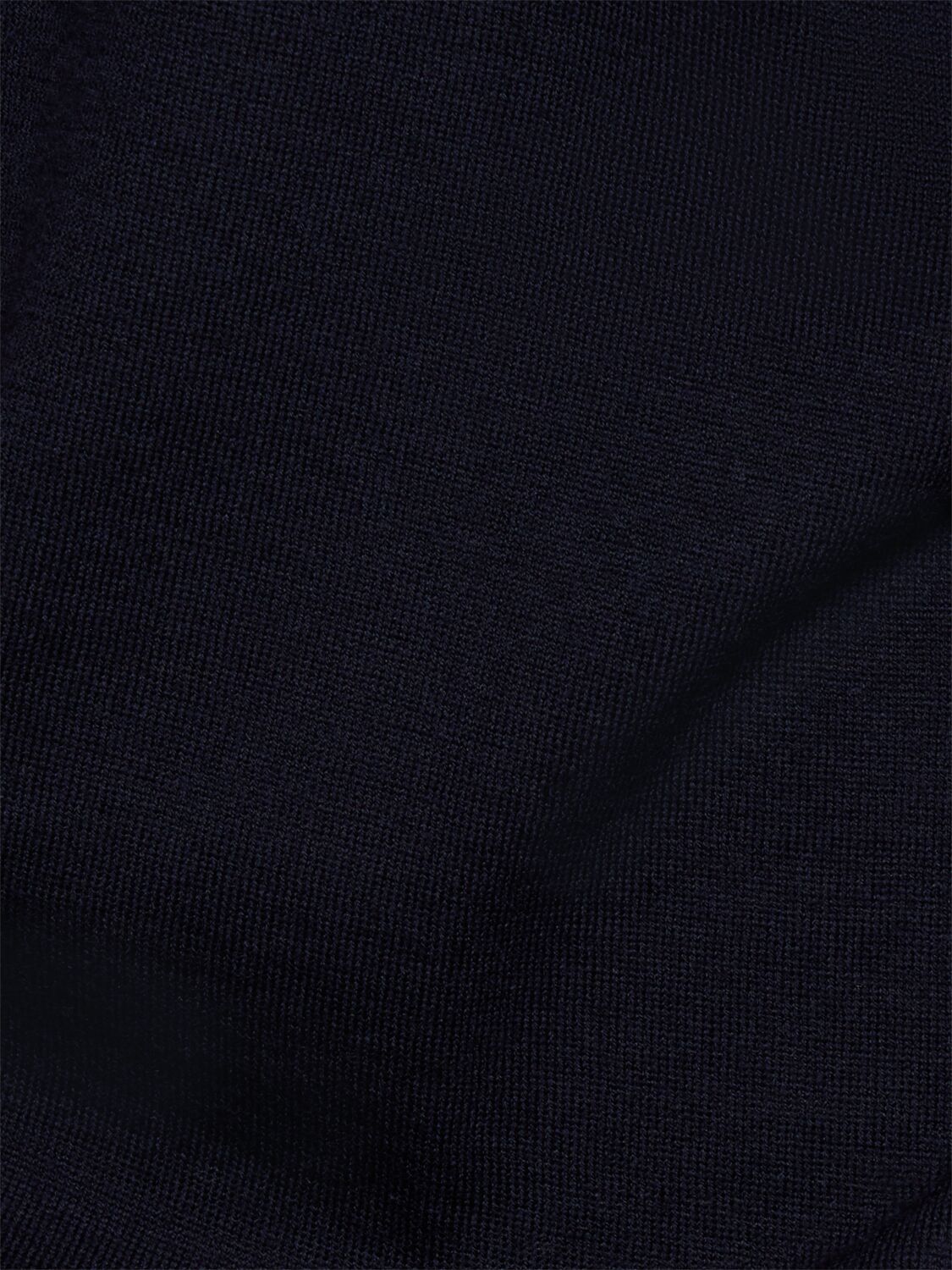 Shop Lardini Wool Crewneck Sweater In Dark Blue