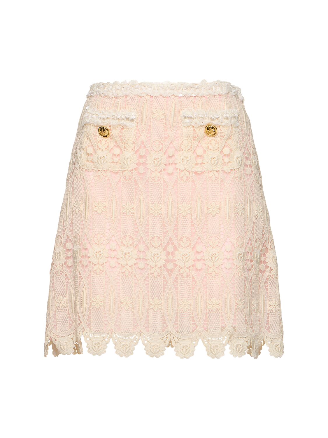 Giambattista Valli Embroidered Macramé Mini Skirt In Pink