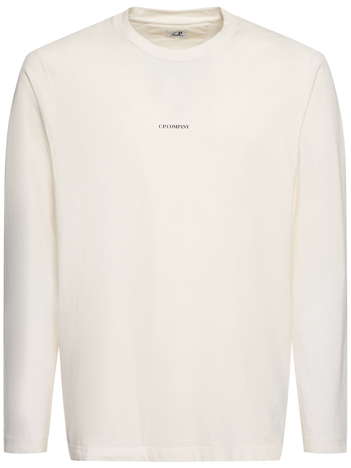 C.p. Company Brushed Jersey Long Sleeve  T-shirt In Gauze White