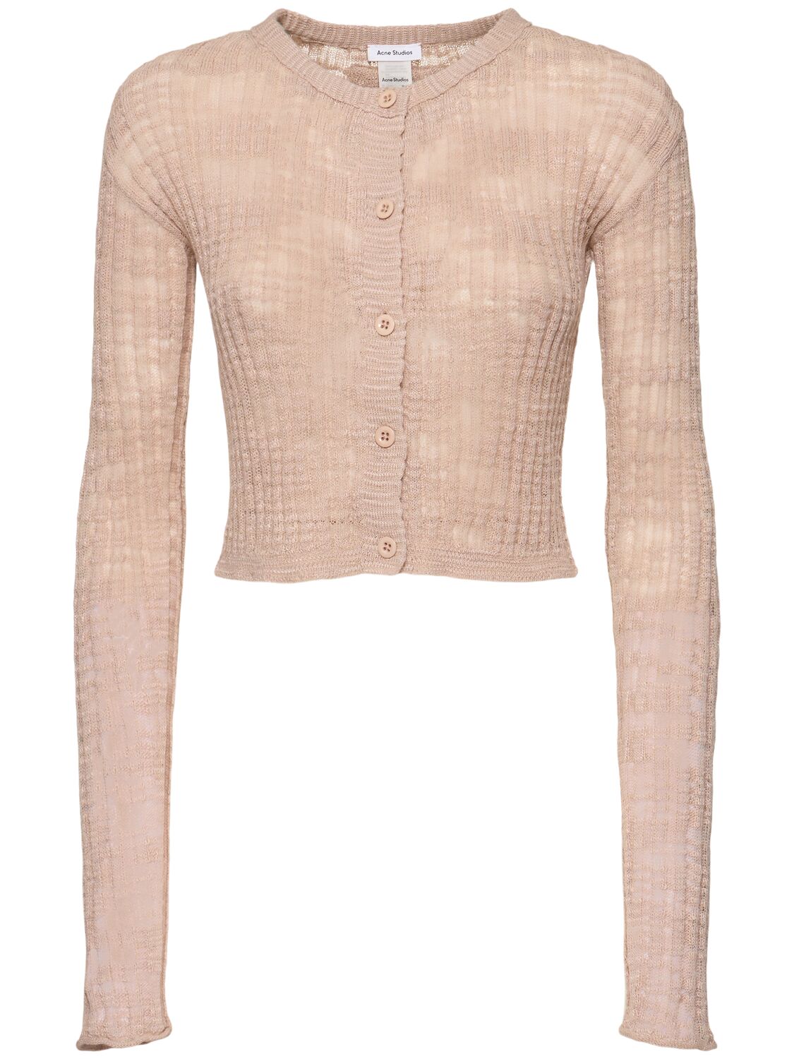 Acne Studios Kiko Linen Blend Cardigan In Dusty Pink