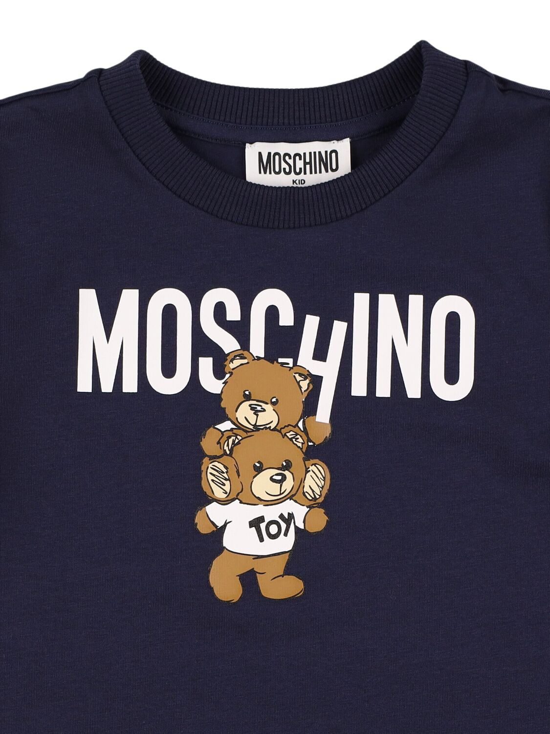 Shop Moschino Printed Cotton Jersey T-shirt In Dark Blue