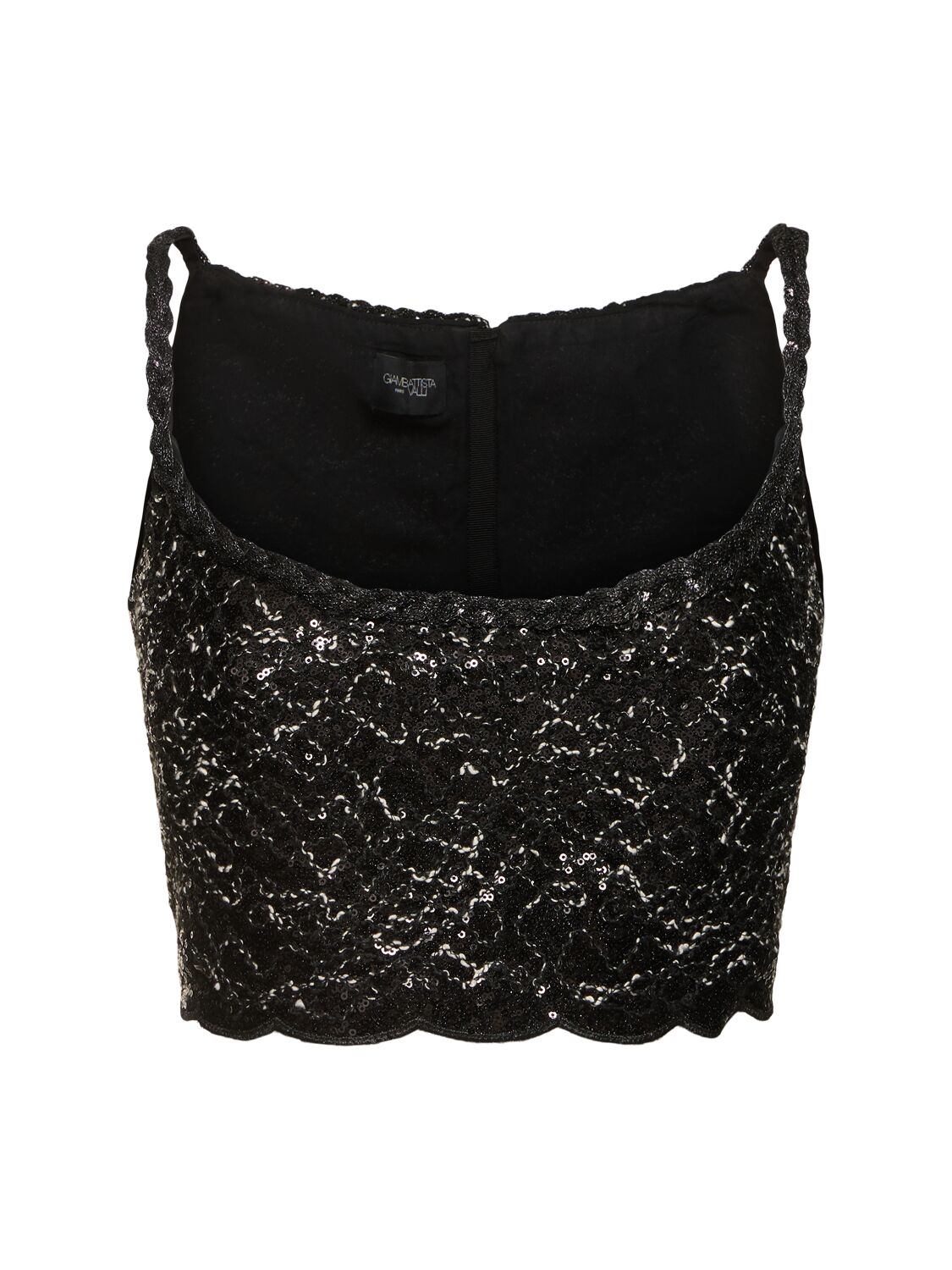 Giambattista Valli Sequined Tweed Crop Top In Black