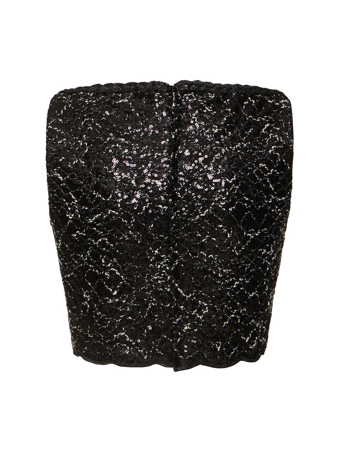 Shop Giambattista Valli Sequined Tweed Crop Top In Black