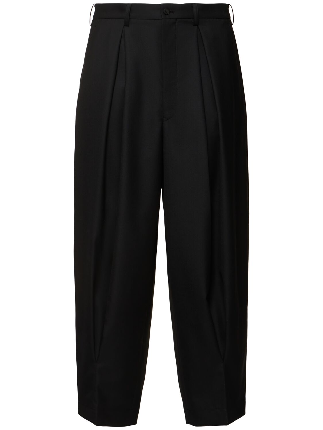 Comme Des Garçons Homme Deux Pleat-detail Cropped Trousers In Black