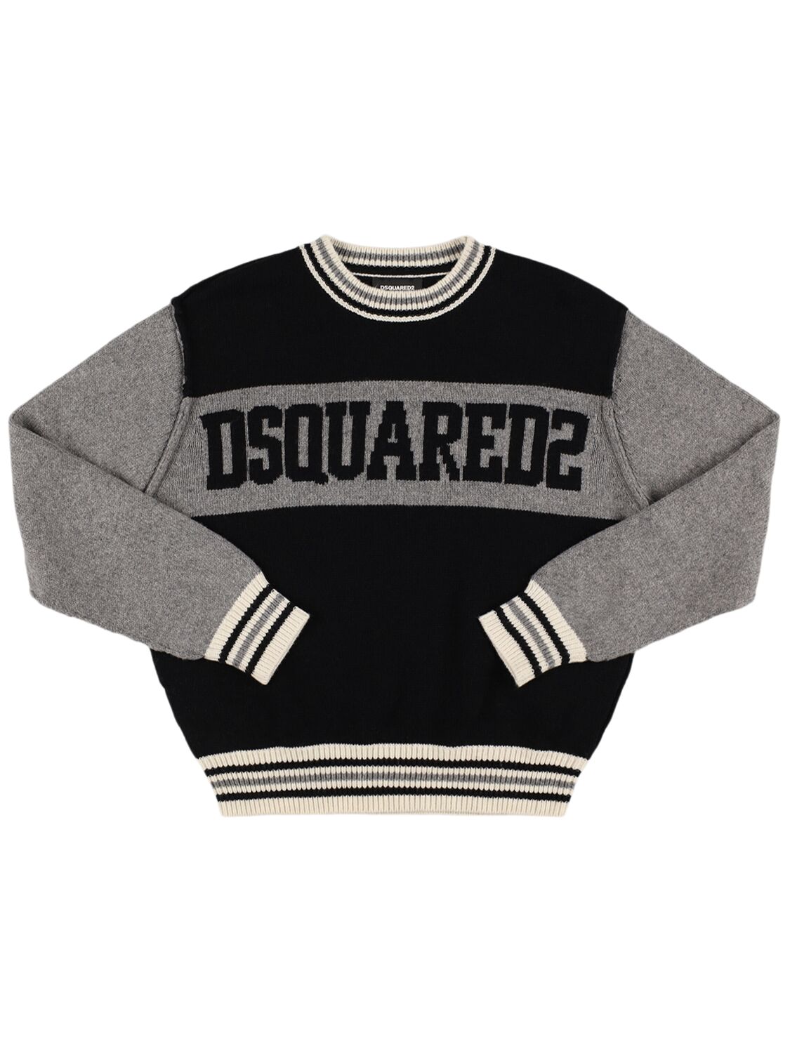 Dsquared2 Cotton Blend Knit Sweater In Black