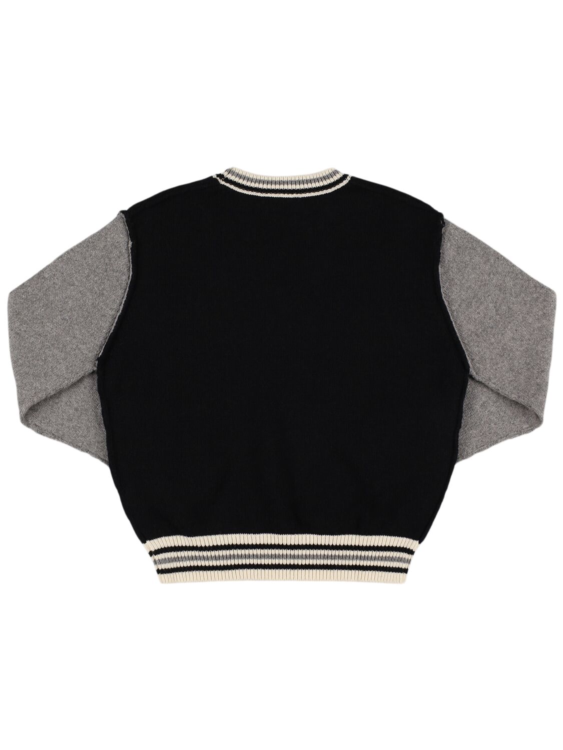 Shop Dsquared2 Cotton Blend Knit Sweater In Grey/black