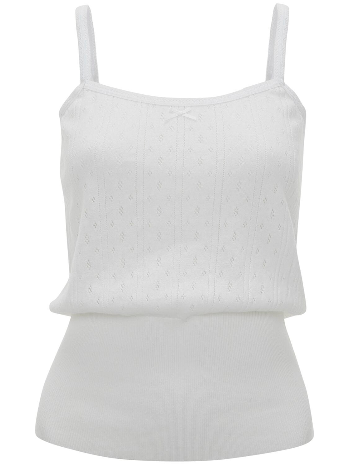 Jw Anderson Cotton Pointelle Straight Neck Tank Top In White