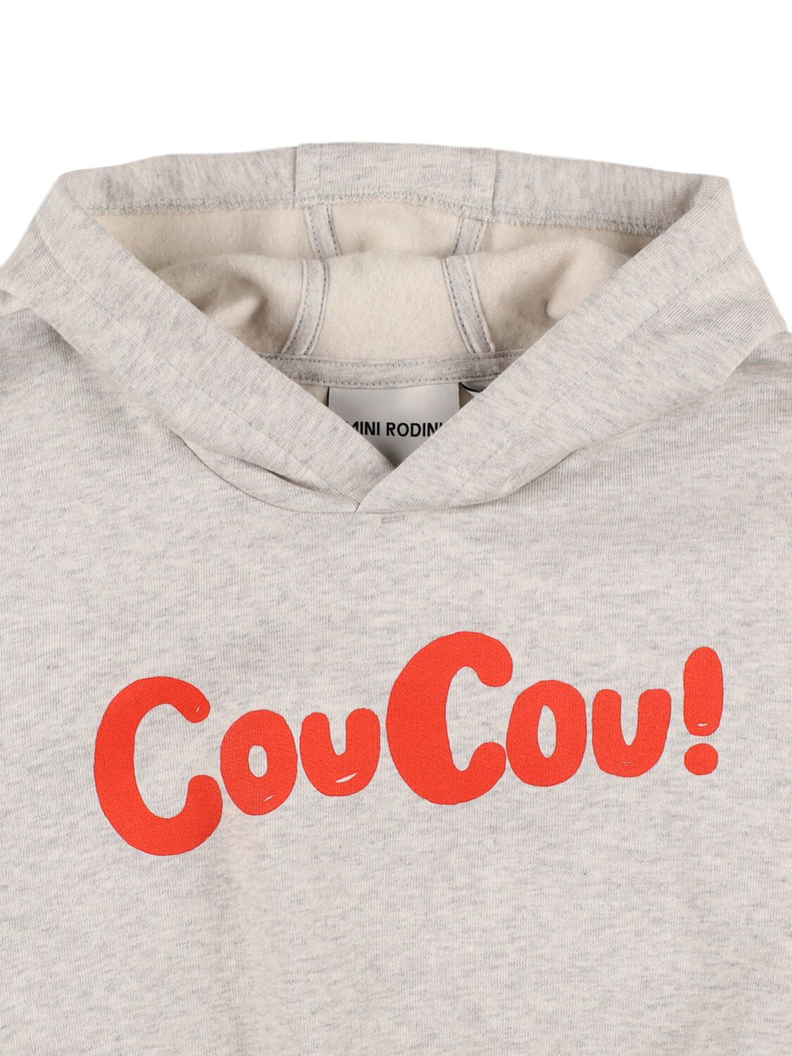 Mini Rodini Printed Organic Cotton Hoodie In Grey