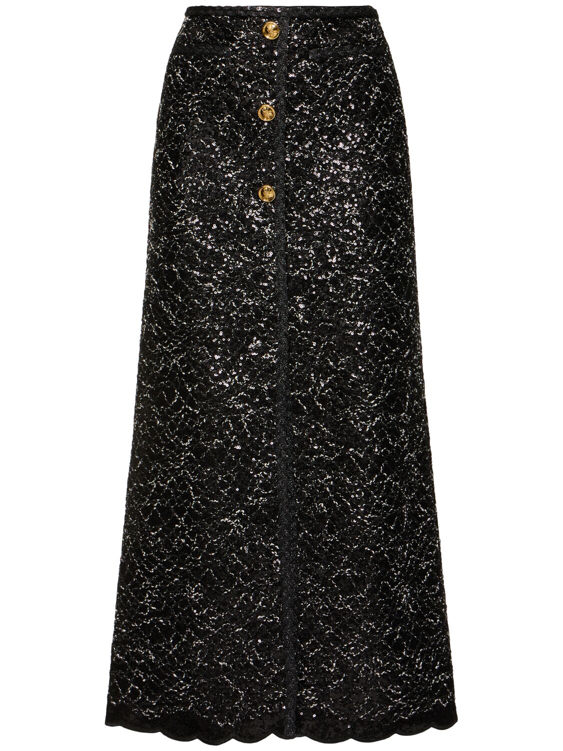 Giambattista Valli Sequined Tweed Midi Skirt In Black