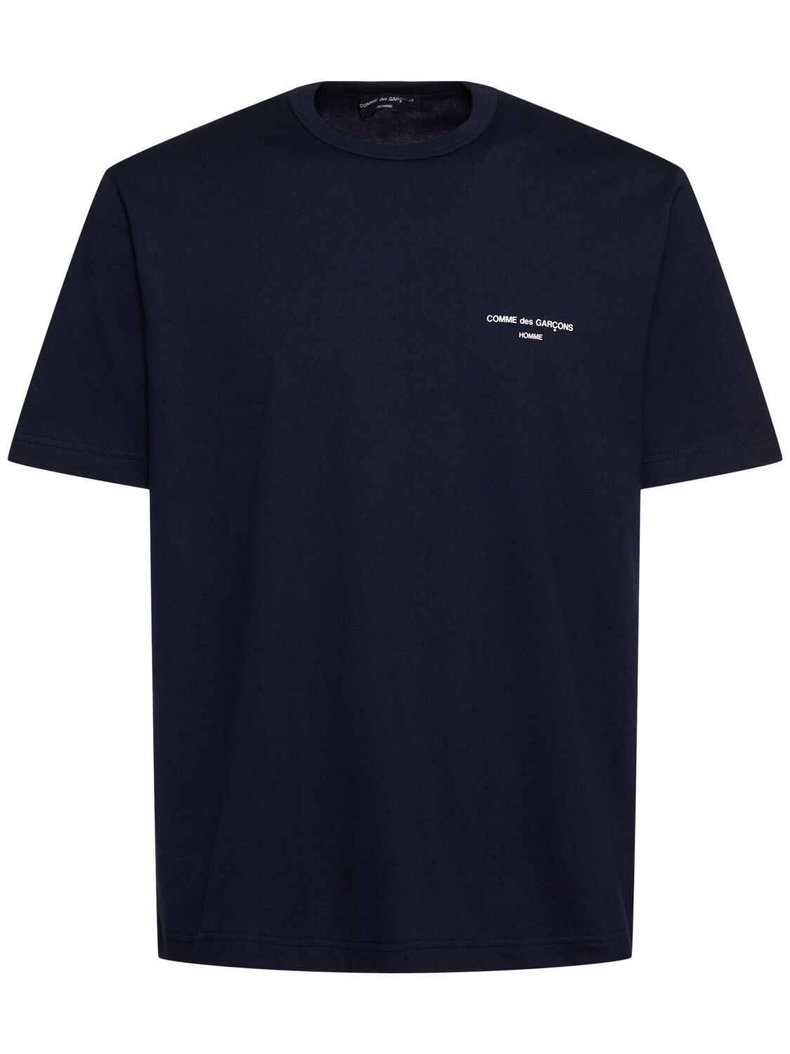 Comme Des Garçons Homme Deux Printed Logo Cotton T-shirt In Navy