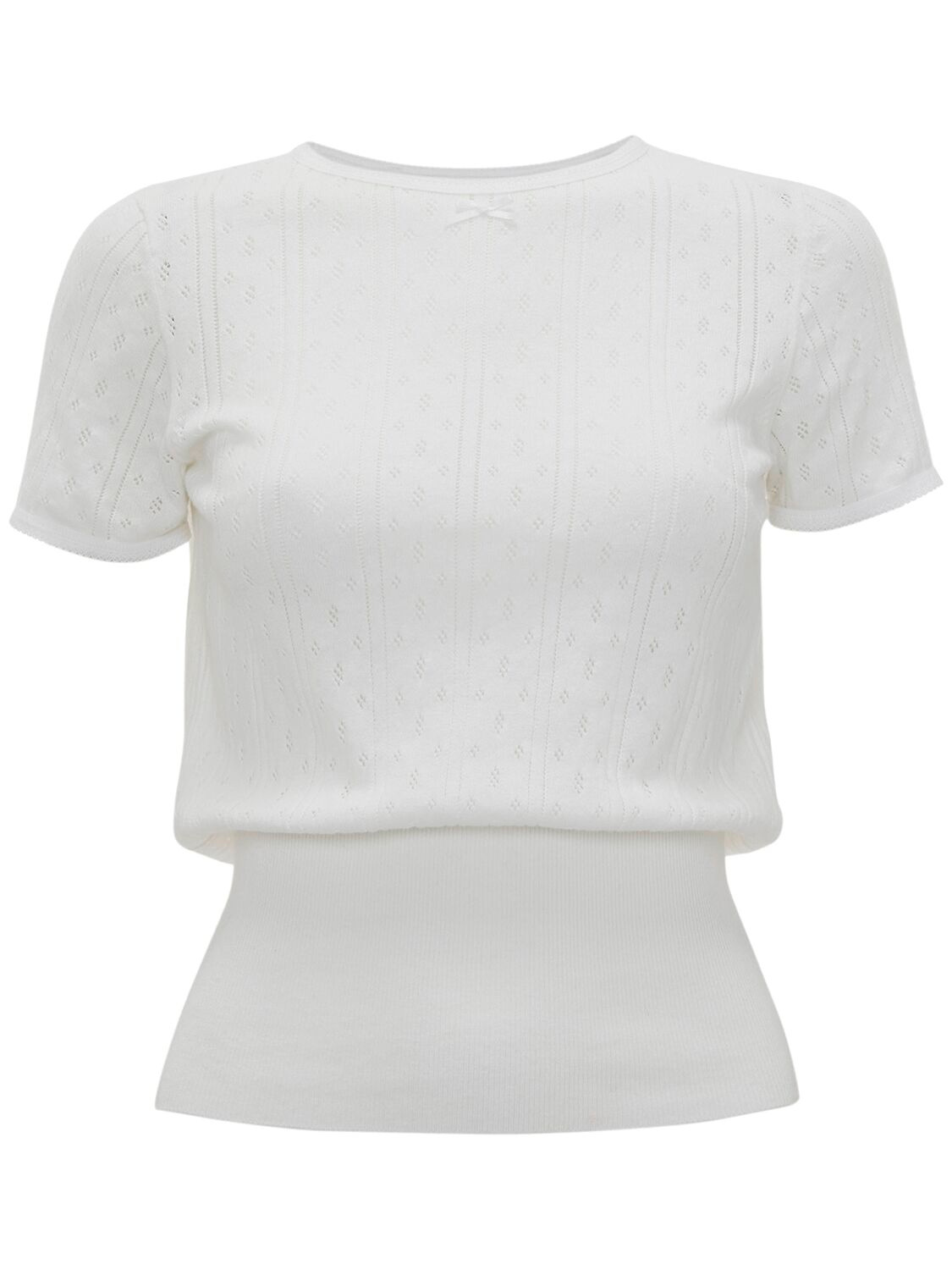 Jw Anderson Cotton Pointelle Cap Sleeve T-shirt In White