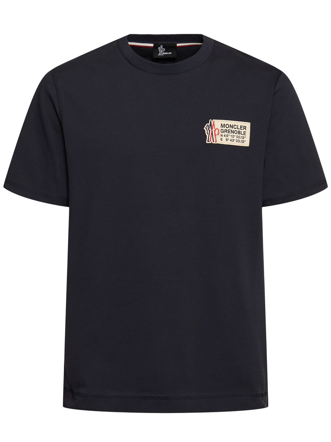 Moncler Logo Cotton T-shirt In Blue