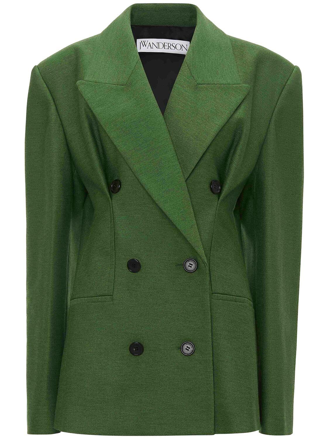 Jw Anderson Tailored Viscose Double Breast Blazer In Green