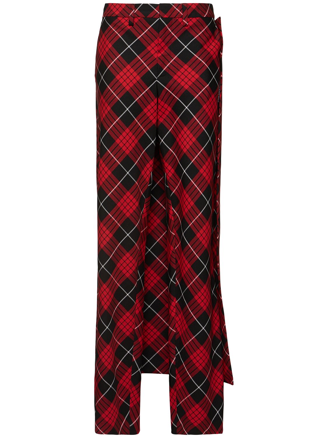 Jean Paul Gaultier Tartan Pants W/ Long Skirt Panel In Red/black